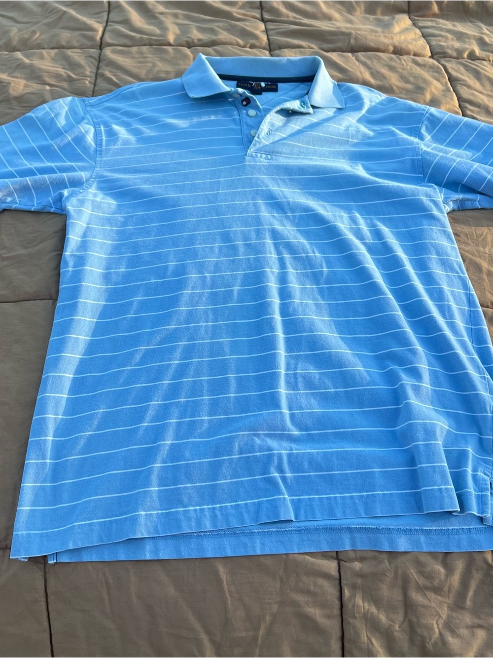 Tommy Hilfiger Golf Light Blue Striped Polo Size Medium